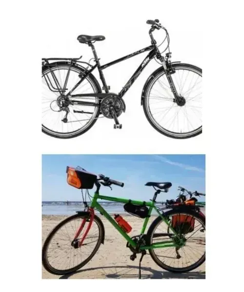 Velos VTC noir et vert sur plage baltique - Lituanie