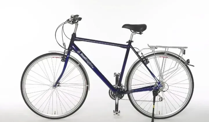 Velo de randonnee homme bleu avec porte-bagages - Equipement cyclotourisme