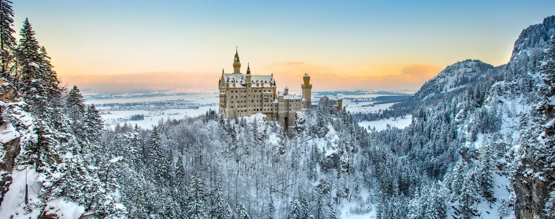 Chateau Neuschwanstein Sous Neige Hiver - Autriche