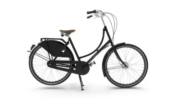 Velo hollandais classique noir avec selle marron - Circuit tulipes Pays-Bas