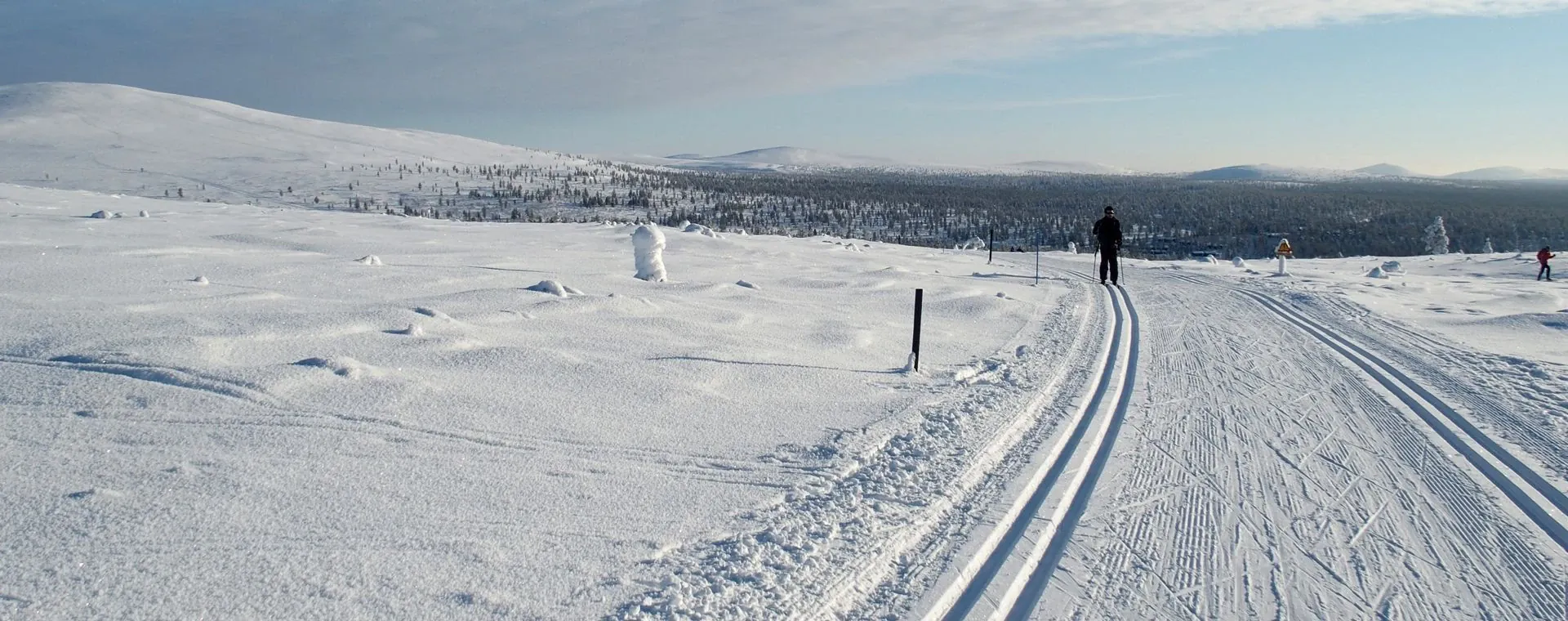 Piste de ski de fond sur le lac Champfèr - Haute-Engadine - Suisse