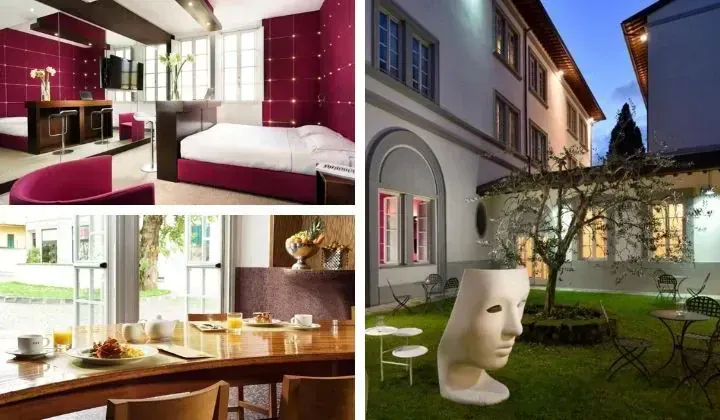 Hotel design avec chambre contemporaine et jardin artistique - Florence Italie