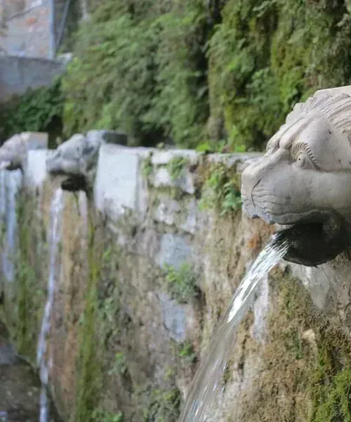 Fontaine aux têtes de lions à Menites © François Ribard