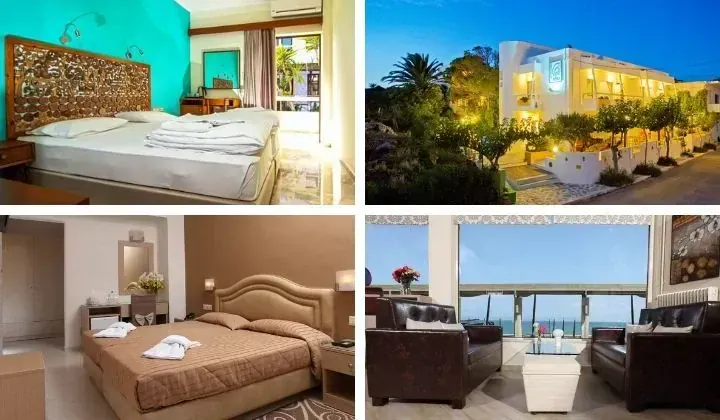 Chambres et terrasse avec vue mer - Hotels Aris et Kronos - Crete Grece