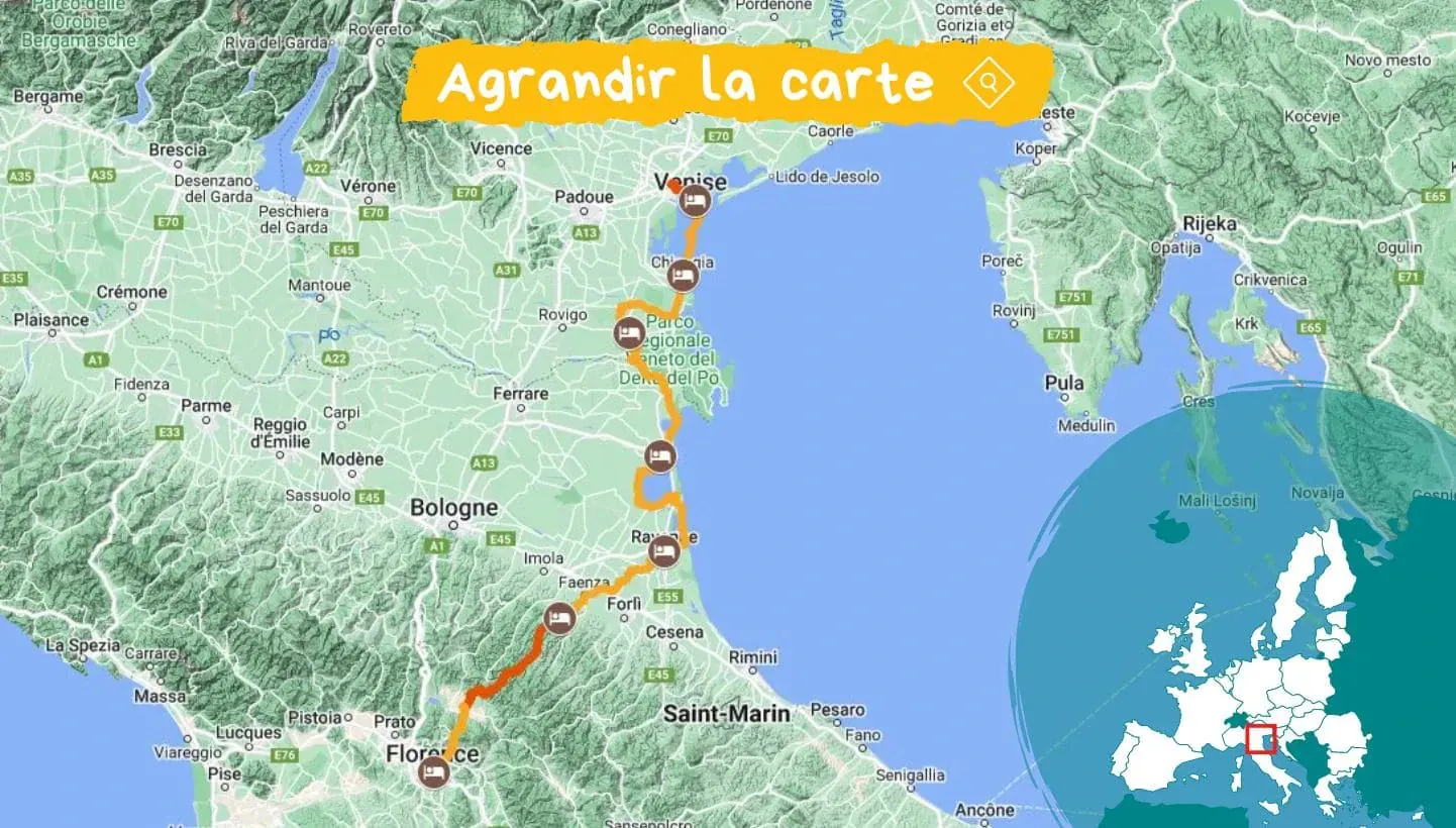 Cyclistes le long du fleuve Po - Venetie - Italie