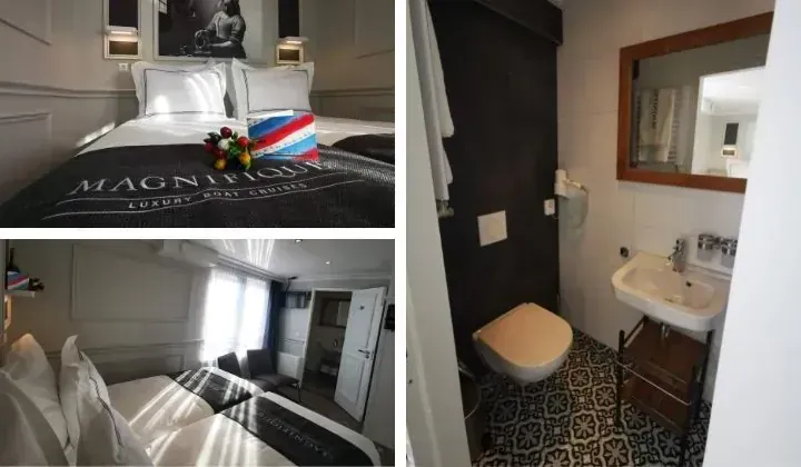 Cabine luxueuse et salle de bain du bateau Magnifique - Pays-Bas