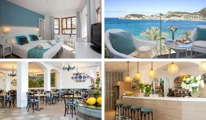 Hotel boutique mediterraneen avec vue mer et decor bleu - Soller Majorque