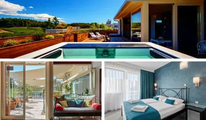 Hotel moderne avec piscine terrasse et chambre bleue - Porec Croatie