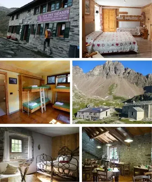 Photos des hébergements sur le Tour des Géants