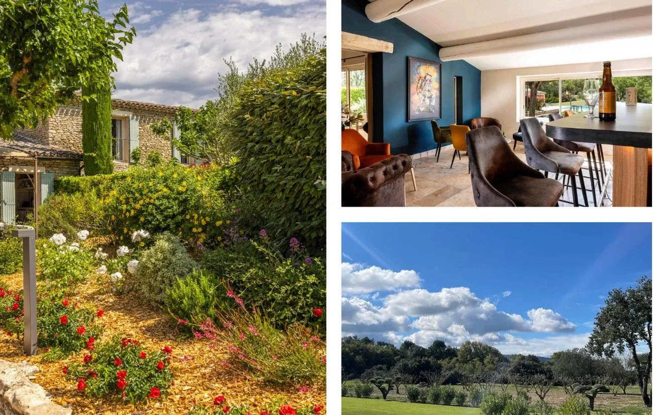 Mas provencal avec jardin fleuri et salon - Luberon Provence