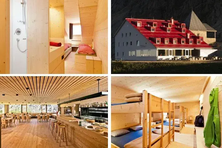 Refuge de montagne au toit rouge - Alpe di Tires - Dolomites Italie