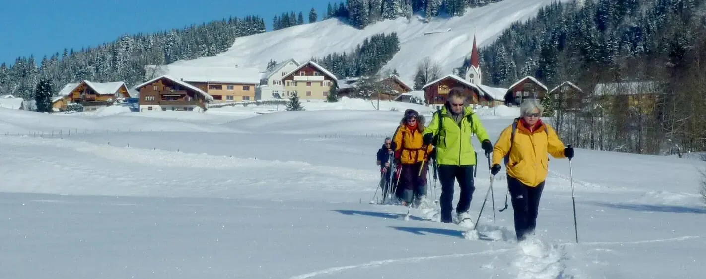 Randonneurs en raquettes pres d Aletsch - Valais - Suisse