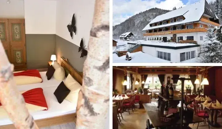 Hotel traditionnel sous la neige avec chambre et restaurant - Foret-Noire Allemagne
