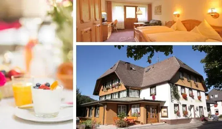 Hotel typique avec petit-dejeuner chambre et facade fleurie - Foret-Noire Allemagne