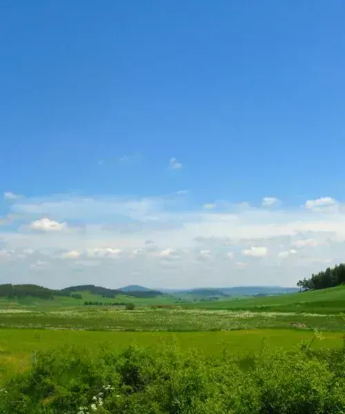 Vaste paysage vallonné vers Pradelles - Haute-Loire - France