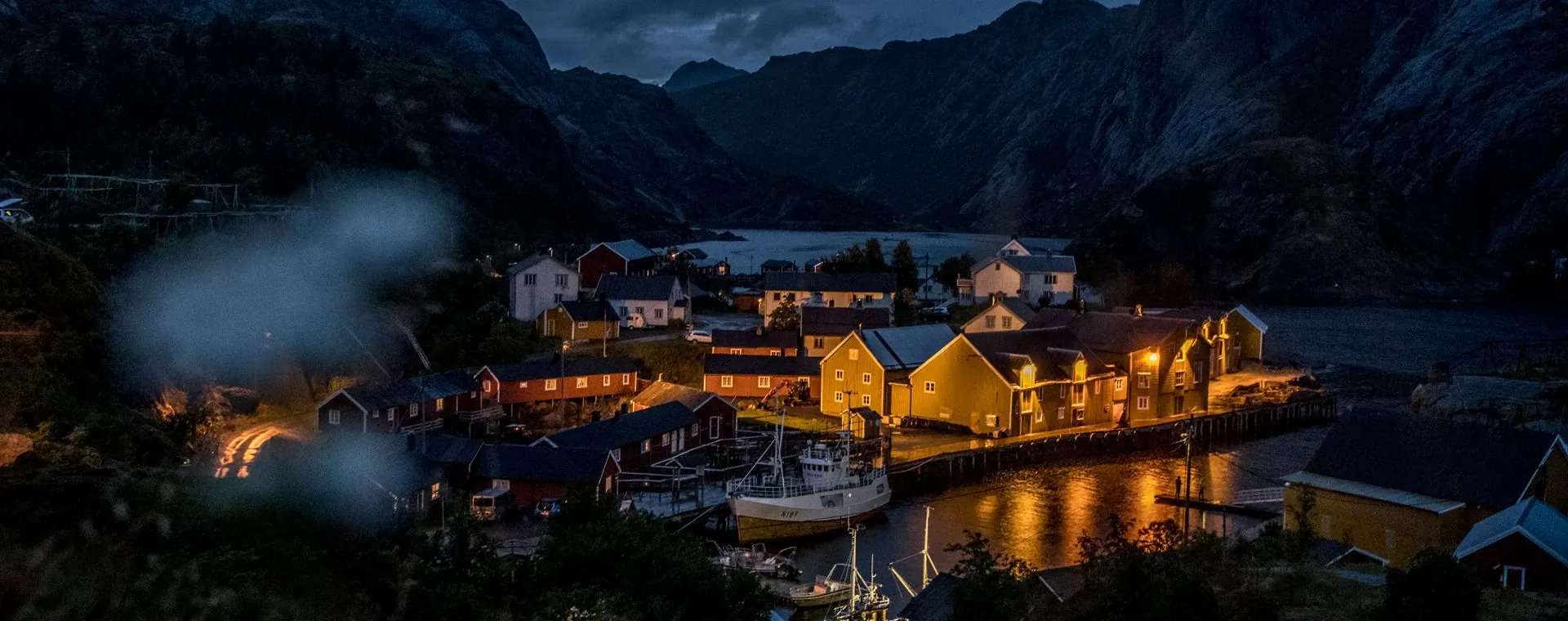 Village Nusfjord Nuit Tombee - Norvège