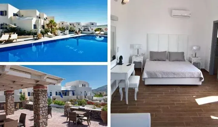 Hotel cycladique blanc avec piscine - Santorin Grece